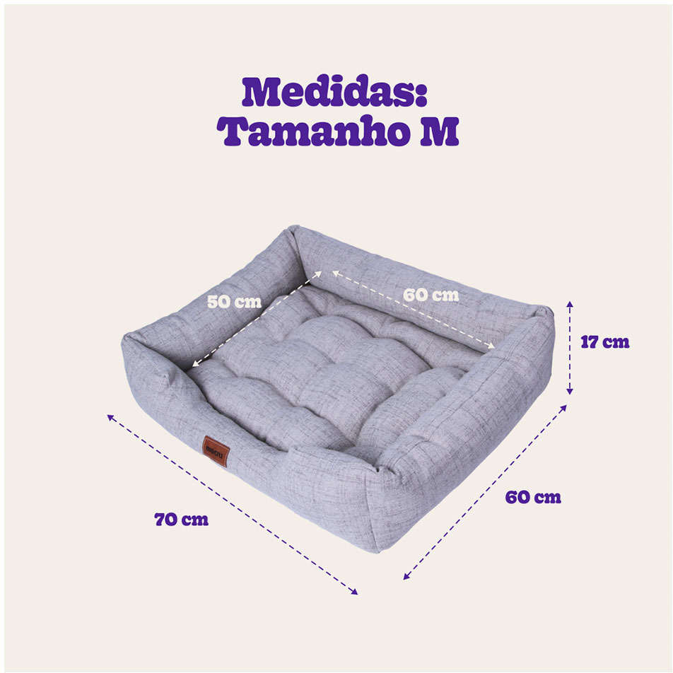 Cama Meau Retangular Impermeável Cinza - Tam. M