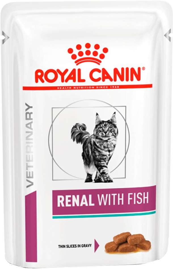 Ração Úmida Royal Canin Sachê Feline Veterinary Diet Renal Peixe para Gatos com Doença nos Rins - 85 g