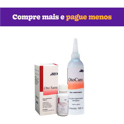 Kit Antibiótico Oto Sana Premium e Loção Limpa Orelha OtoCare - KIT