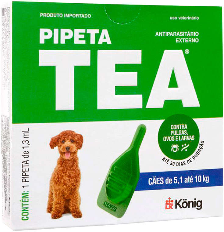 Antiparasitário Externo TEA Pipeta de 5,1 a 10Kg 1,3 mL para Cães - 1 Pipeta