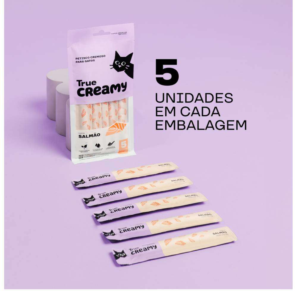 Petisco Cremoso True Creamy Sabor Atum para Gatos - 1 Pacote (5 Unidades)