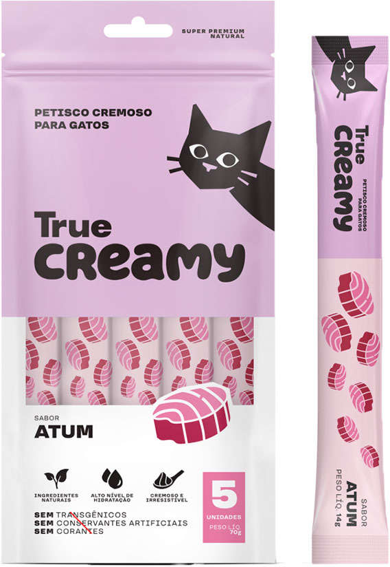 Petisco Cremoso True Creamy Sabor Atum para Gatos - 1 Pacote (5 Unidades)