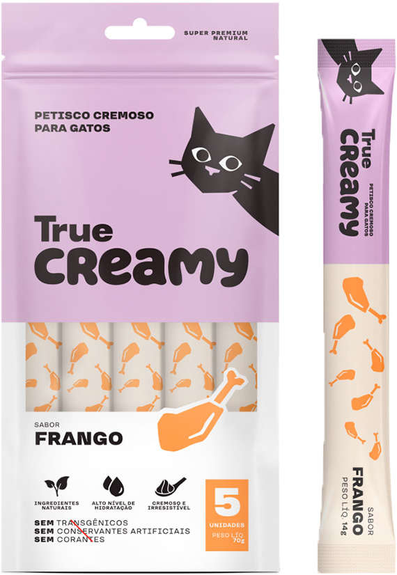 Petisco Cremoso True Creamy Sabor Frango para Gatos - 1 Pacote (5 Unidades)