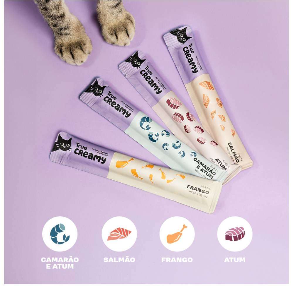 Petisco Cremoso True Creamy Sabor Frango para Gatos - 1 Pacote (5 Unidades)