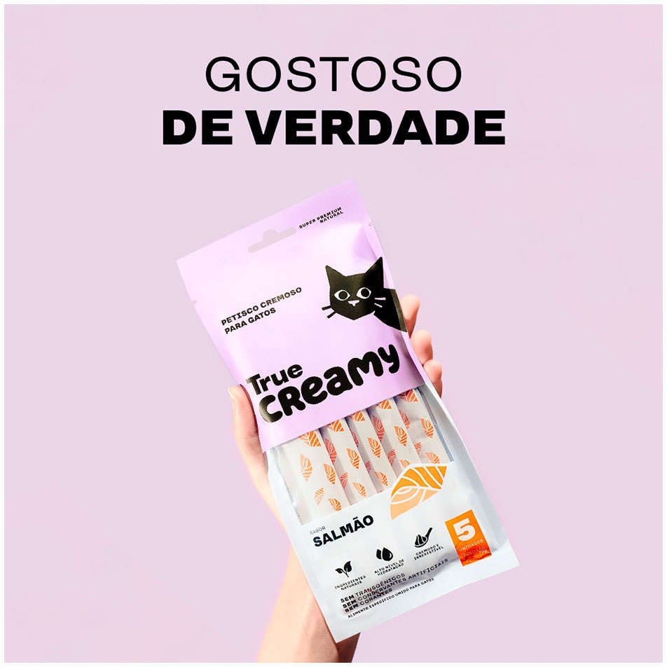 Petisco Cremoso True Creamy Sabor Salmão para Gatos - 1 Pacote (5 Unidades)
