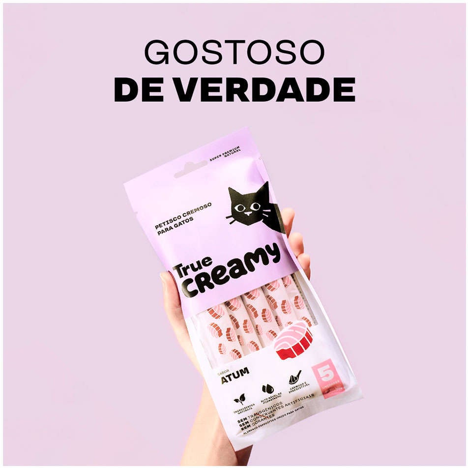 Petisco Cremoso True Creamy Sabor Atum para Gatos - 1 Pacote (5 Unidades)