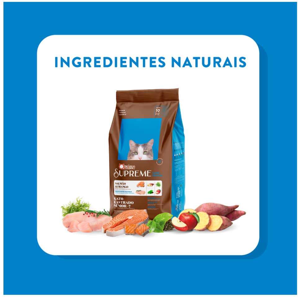 Ração Seca Quatree Supreme 7 + Salmão e Frango para Gatos idosos Castrados - 10,1Kg