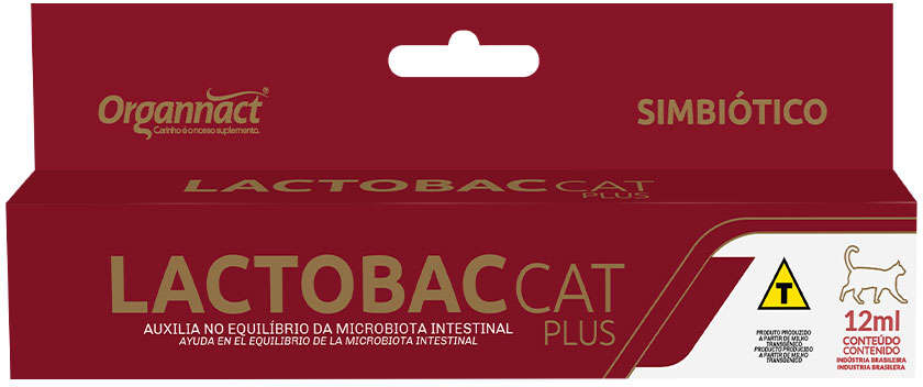Suplemento Organnact Lactobac Cat Plus Simbiótico para Gatos - 12 mL
