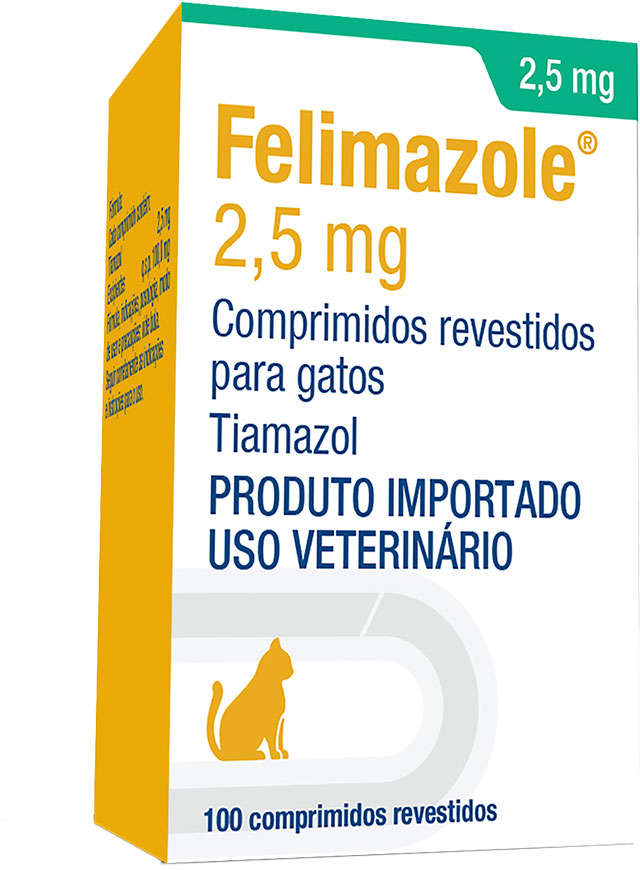 Tratamento para Hipertireoidismo Dechra Felimazole 2,5 mg para Gatos - 100 Comprimidos