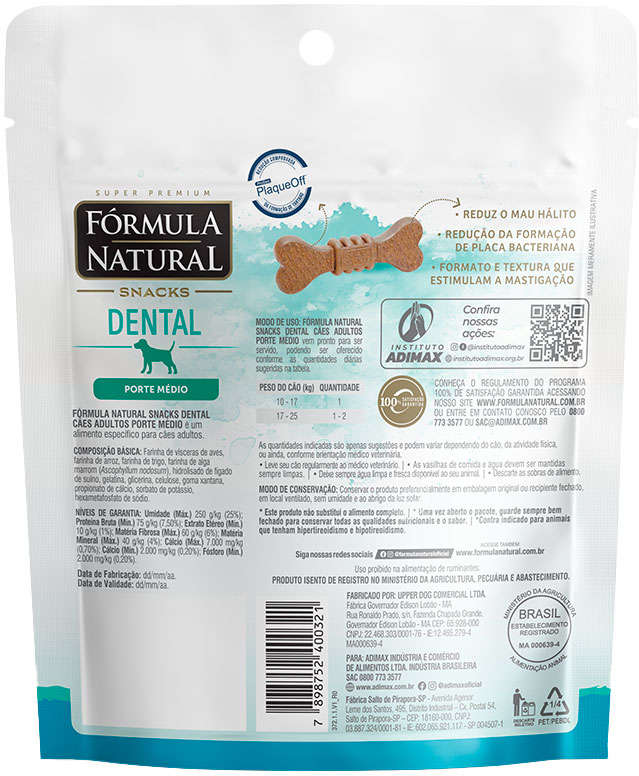 Snack Formula Natural Dental para Cães Porte Médio - 90 g