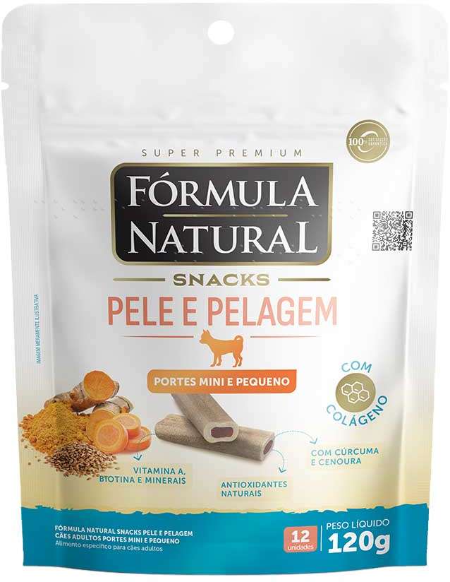 Snack Formula Natural Pele e Pelagem para Cães Porte Mini e Pequeno - 120 g