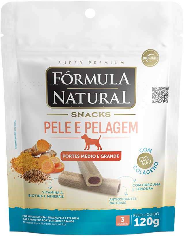 Snack Formula Natural Pele e Pelagem para Cães Porte Médio e Grande - 120 g