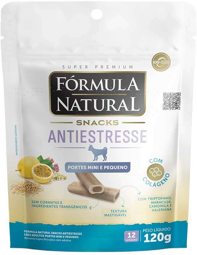 Snack Formula Natural Antiestresse para Cães Porte Mini e Pequeno - 120 g