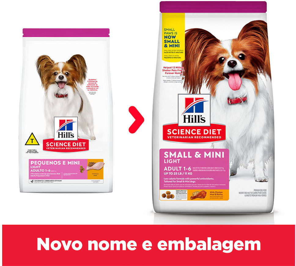 Ração Seca Hill's Science Diet Light Pedaços Pequenos para Cães Adultos - 2,04Kg