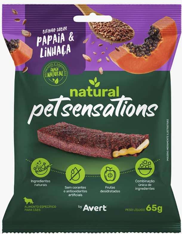 Bifinho Petitos Sensations para Cães Adultos Sabor Linhaça e Mamão - 300g