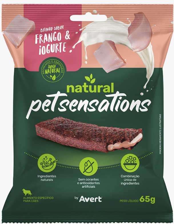 Bifinho Petitos Sensations para Cães Adultos Sabor Frango e Iogurte - 65g