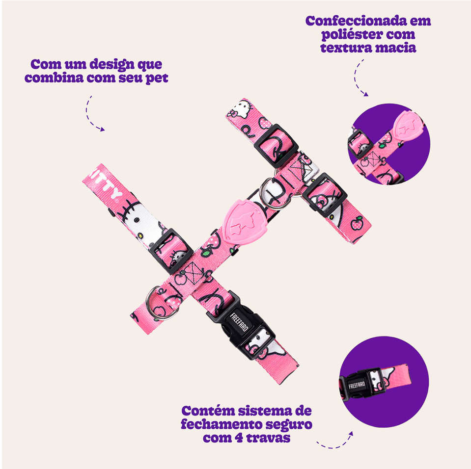 Peitoral H Freefaro Hello Kitty para Cães - Tam. P