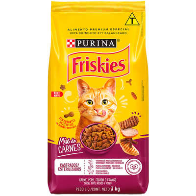 Ração Seca Nestlé Purina Friskies Mix de Carnes para Gatos Castrados