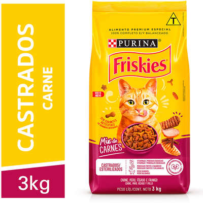 Ração Seca Nestlé Purina Friskies Mix de Carnes para Gatos Castrados