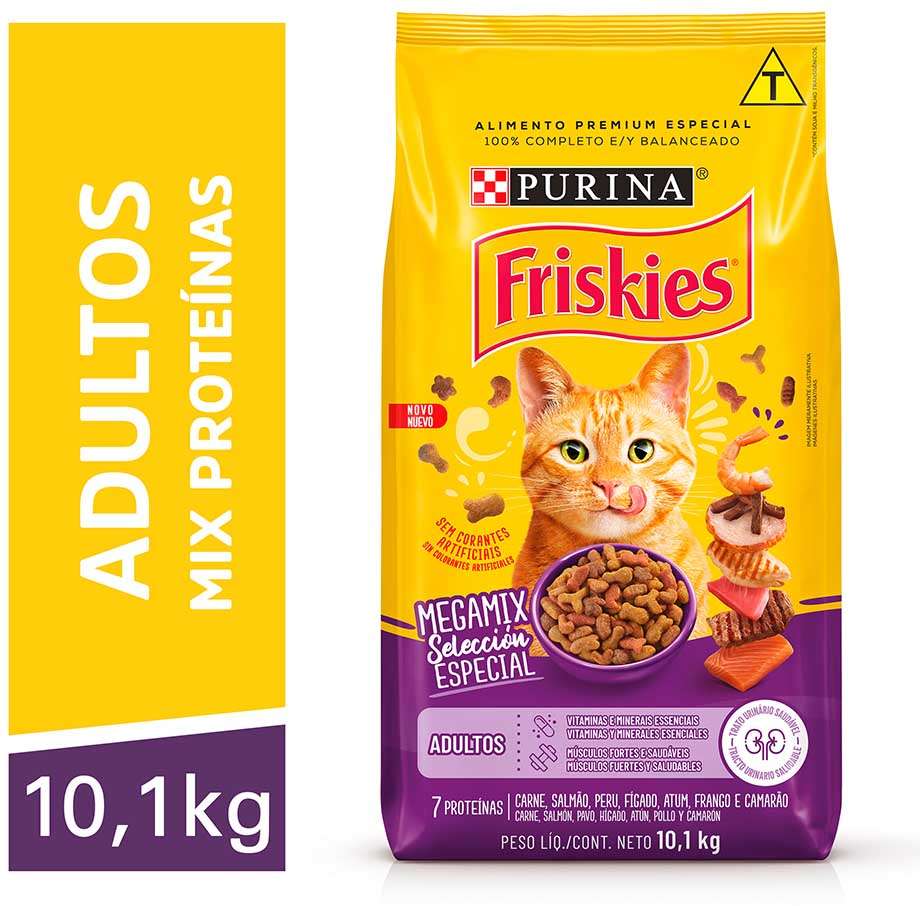 Ração Seca Nestlé Purina Friskies Megamix para Gatos Adultos - 10,1Kg