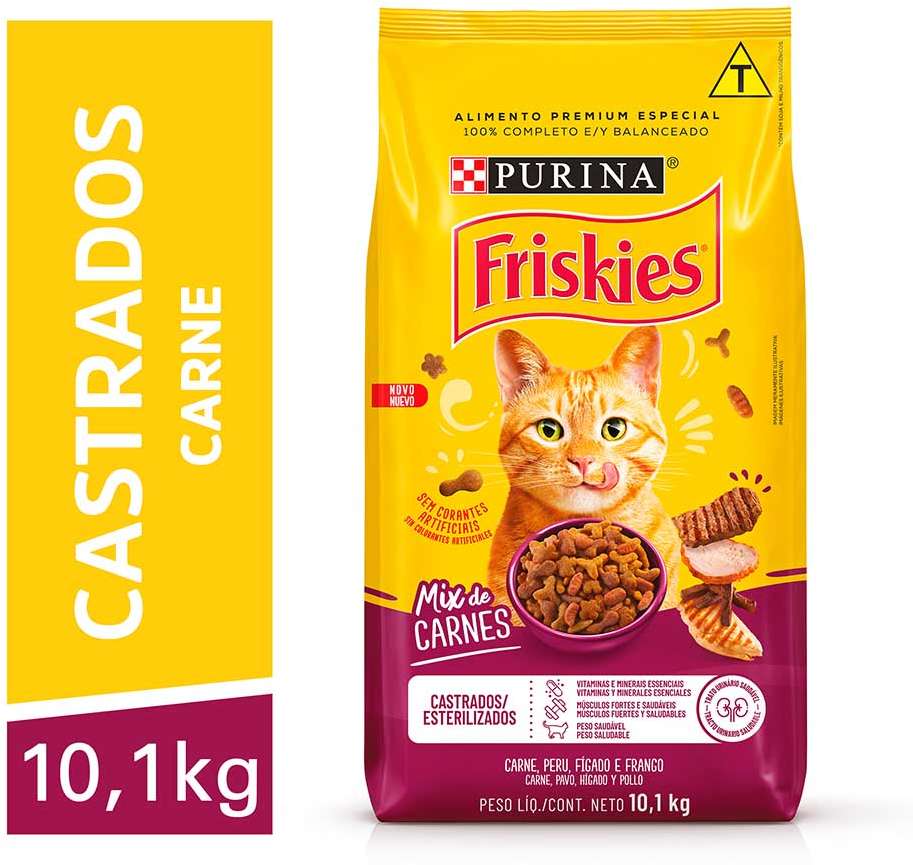 Ração Seca Nestlé Purina Friskies Mix de Carnes para Gatos Castrados - 10,1Kg
