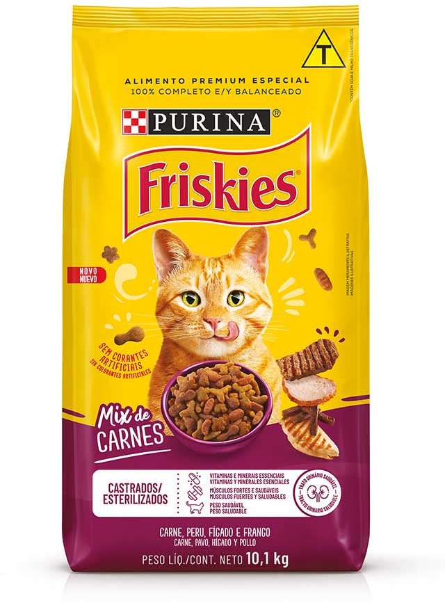 Ração Seca Nestlé Purina Friskies Mix de Carnes para Gatos Castrados - 10,1Kg