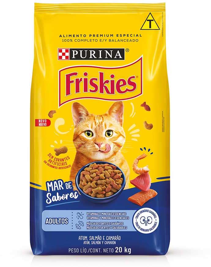 Ração Seca Nestlé Purina Friskies Mar de Sabores para Gatos Adultos - 20Kg