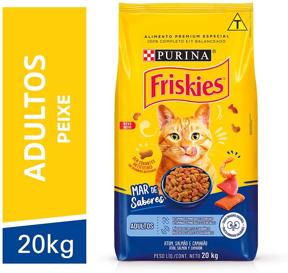 Ração Seca Nestlé Purina Friskies Mar de Sabores para Gatos Adultos - 20Kg