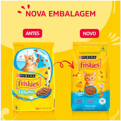 Ração Seca Nestlé Purina Friskies Frango, Leite e Cenoura para Gatos Filhotes