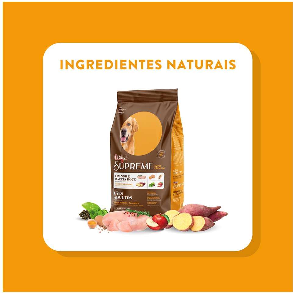 Ração Seca Quatree Supreme Frango e Batata Doce Cães Adultos Raças Médias e Grandes - 15Kg