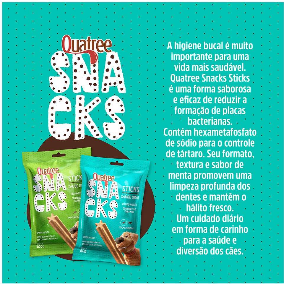 Snack Quatree para Cães Adultos Porte Pequeno Sabor Menta - 60g
