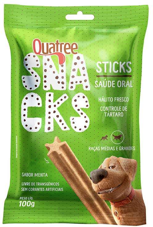 Snack Quatree para Cães Adultos Porte Médio e Grande Sabor Menta - 100g