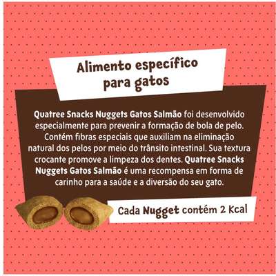 Snack Quatree para Gatos Adultos Sabor Salmão Bola de Pelo