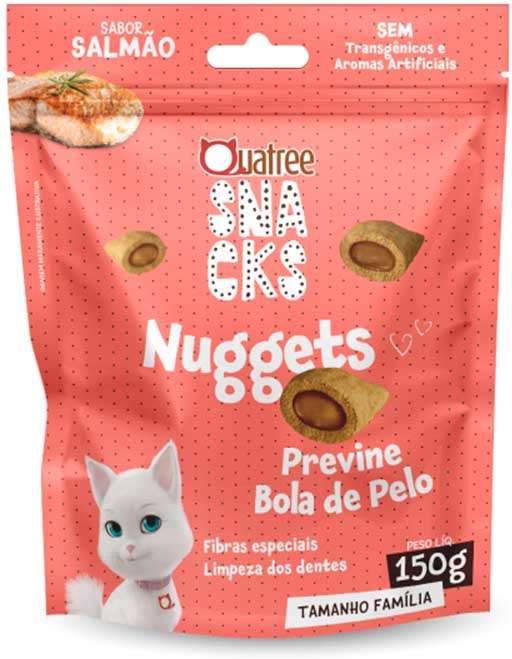 Snack Quatree para Gatos Adultos Sabor Salmão Bola de Pelo - 150 g
