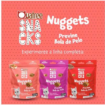Snack Quatree para Gatos Adultos Sabor Salmão Bola de Pelo
