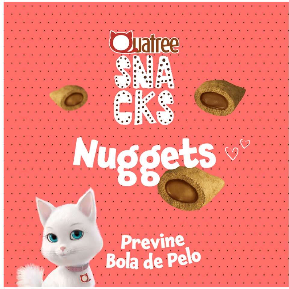 Snack Quatree para Gatos Adultos Sabor Salmão Bola de Pelo - 150 g