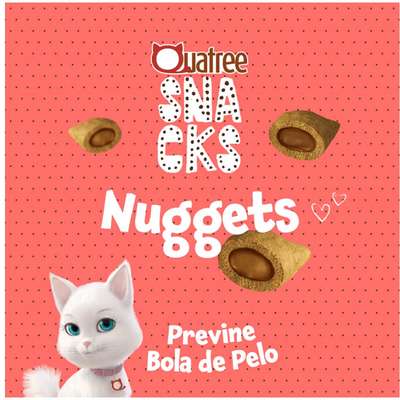 Snack Quatree para Gatos Adultos Sabor Salmão Bola de Pelo