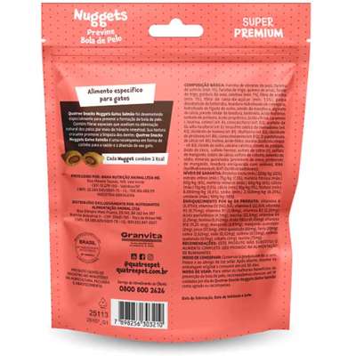 Snack Quatree para Gatos Adultos Sabor Salmão Bola de Pelo
