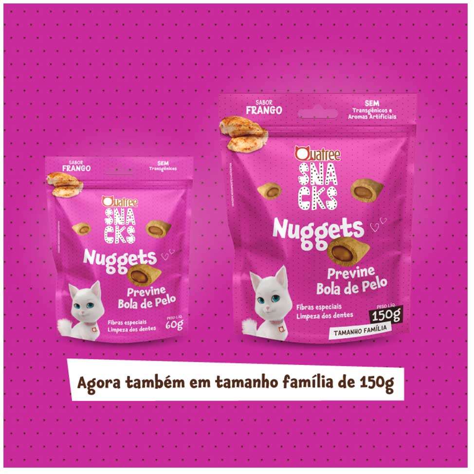Snack Quatree para Gatos Adultos Sabor Frango Bola de Pelo - 60g