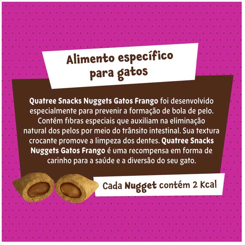 Snack Quatree para Gatos Adultos Sabor Frango Bola de Pelo - 60g