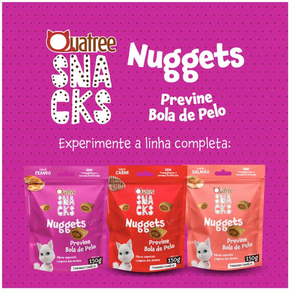 Snack Quatree para Gatos Adultos Sabor Frango Bola de Pelo - 60g