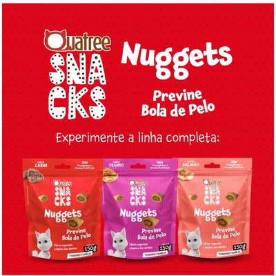 Snack Quatree para Gatos Adultos Sabor Carne Bola de Pelo