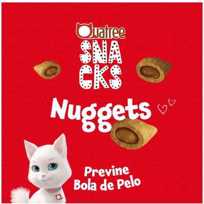 Snack Quatree para Gatos Adultos Sabor Carne Bola de Pelo