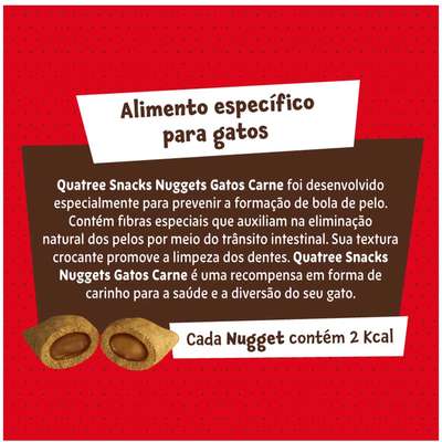 Snack Quatree para Gatos Adultos Sabor Carne Bola de Pelo