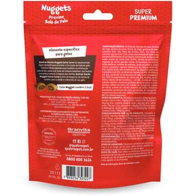 Snack Quatree para Gatos Adultos Sabor Carne Bola de Pelo