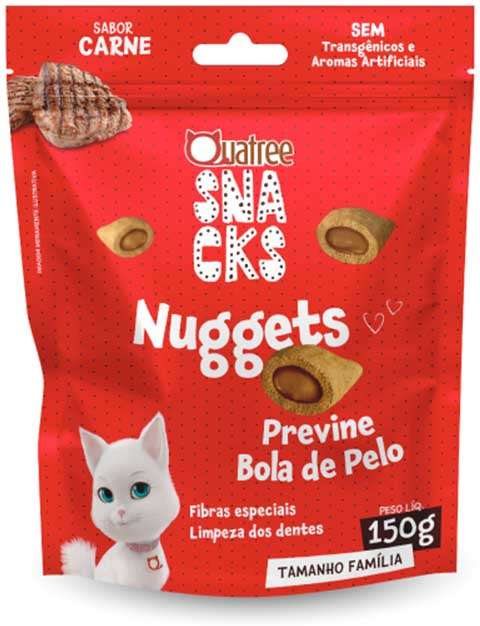 Snack Quatree para Gatos Adultos Sabor Carne Bola de Pelo - 150 g