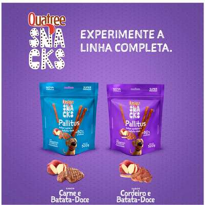 Petisco Quatree Snacks Cordeiro e Batata Doce para Cães