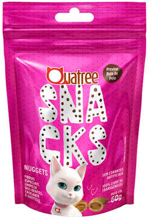 Snack Quatree para Gatos Adultos Sabor Frango Bola de Pelo - 60g