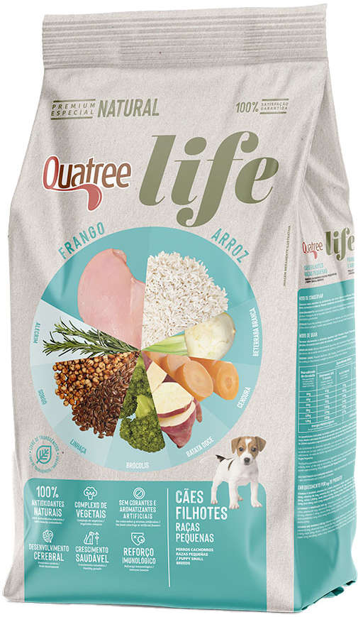Ração Seca Quatree Life Frango e Arroz Cães Filhotes Raças Pequenas - 10,1Kg