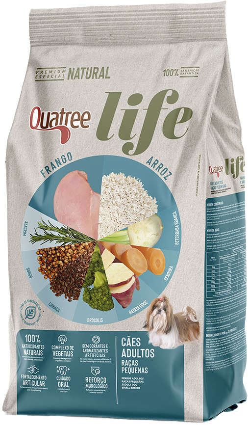 Ração Seca Quatree Life Frango e Arroz Cães Adultos Raças Pequenas - 3Kg